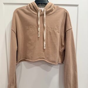 Tan Cropped Hoodie